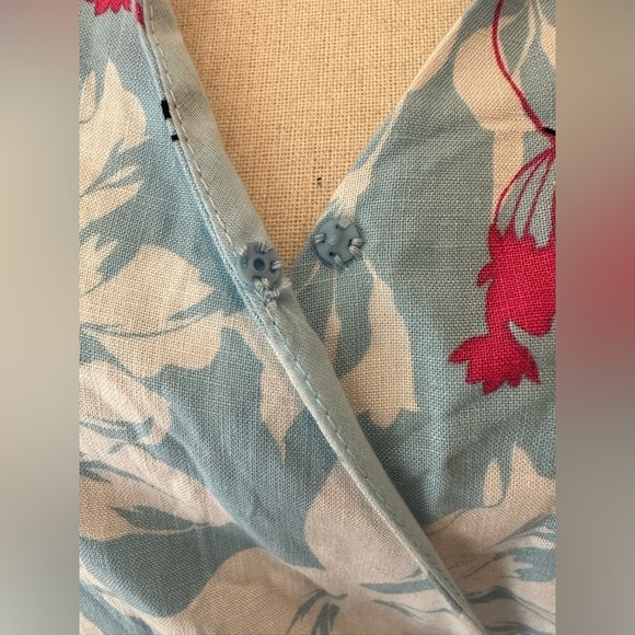 W Lane Frill Fern Dress Blue Pink Floral MIDI Faux Wrap Tie Waist SZ 20 NWT - Picture 4 of 12